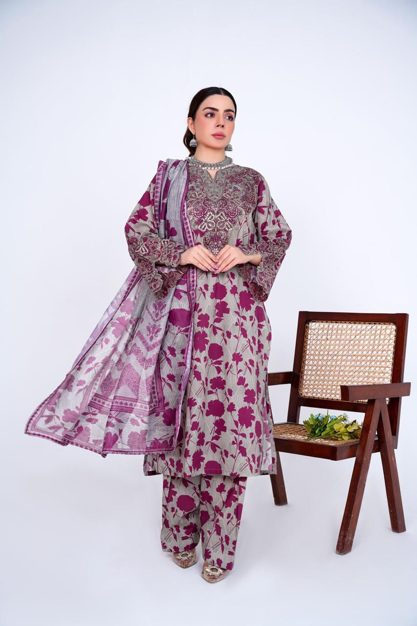 Embroidered Lawn 3PC Suit